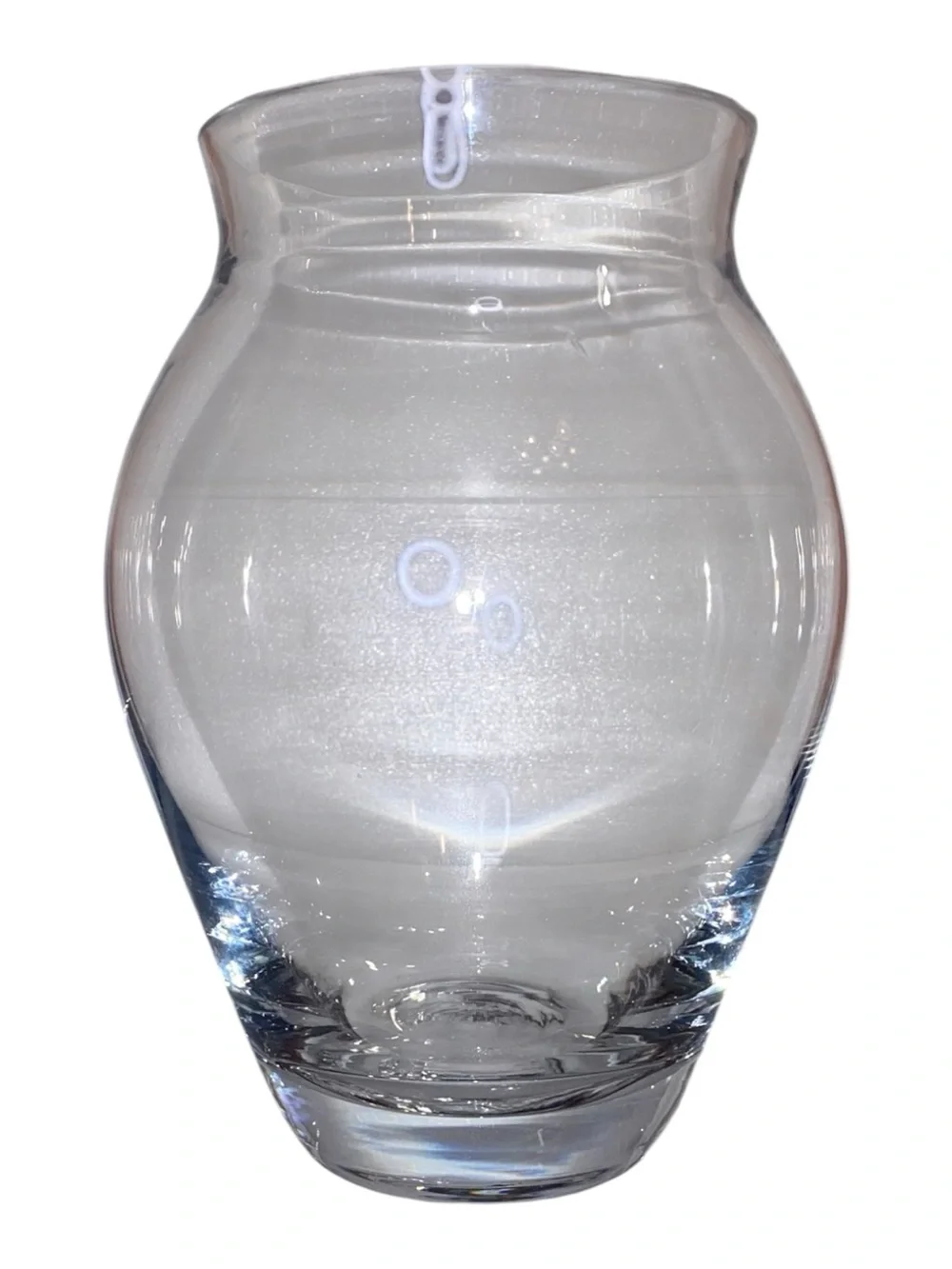VASE, Clear Glass Ginger Vase Potbelly Silhouette Heavy Base 8”x 4”